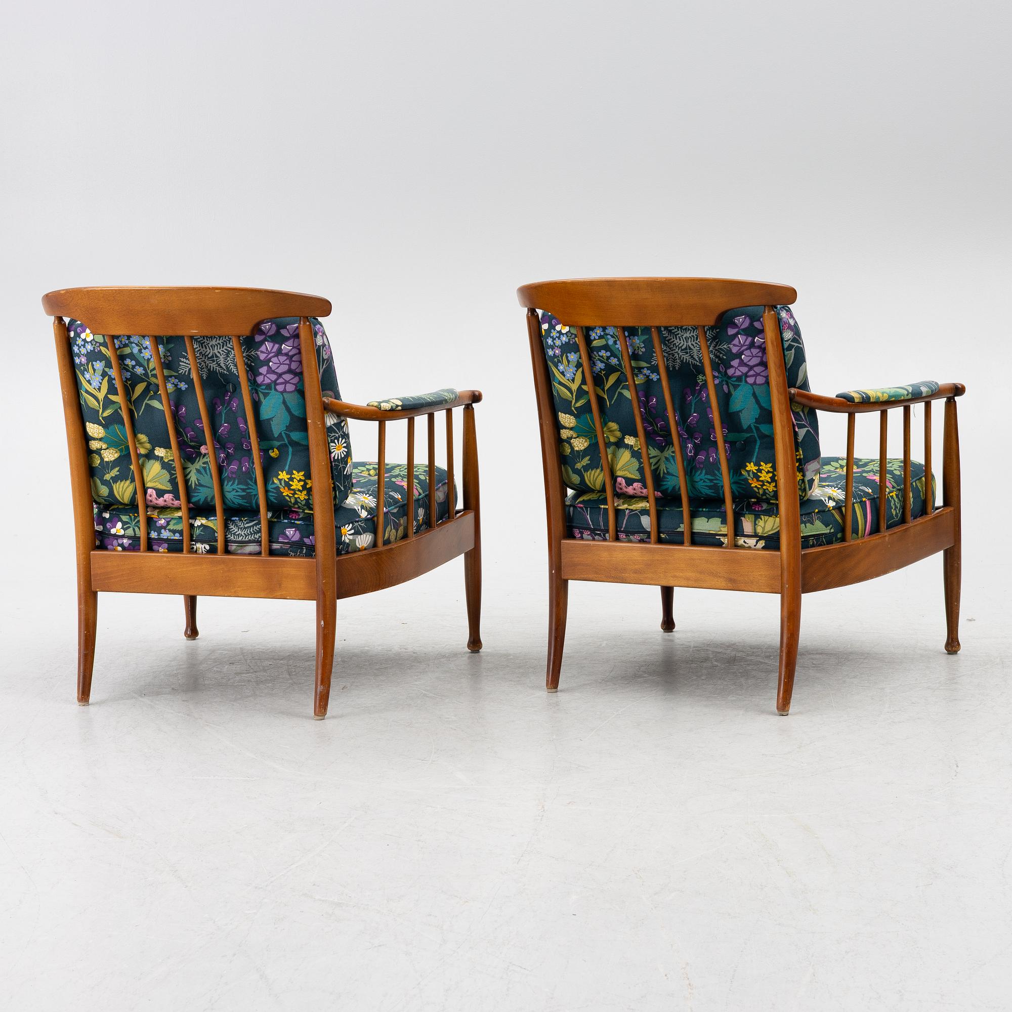 Kerstin Hörlin-Holmquist, armchairs a pair, "Skrindan", OPE-Möbler, second half of the 20th century.