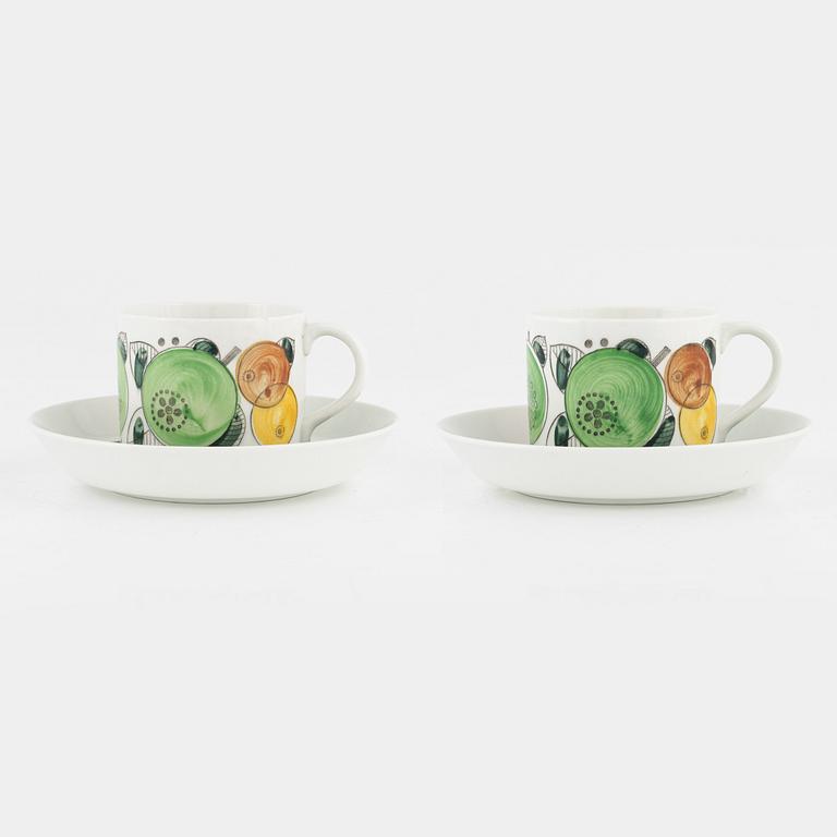Hertha Bengtson, two 'Fructus' coffee cups with saucer, Rörstrand.