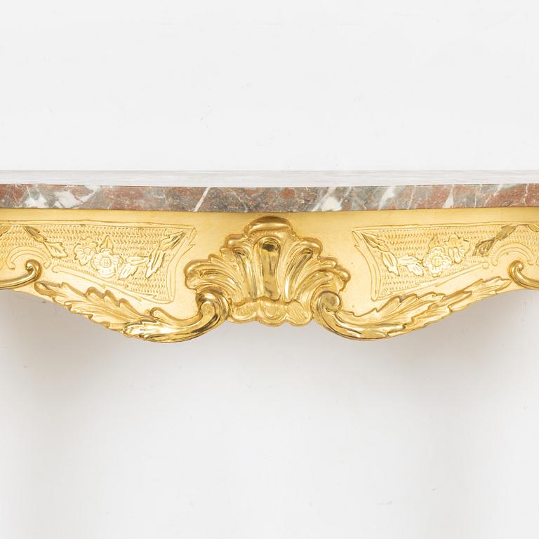 Spegel med konsolbord, rokokostil, 1900-tal.