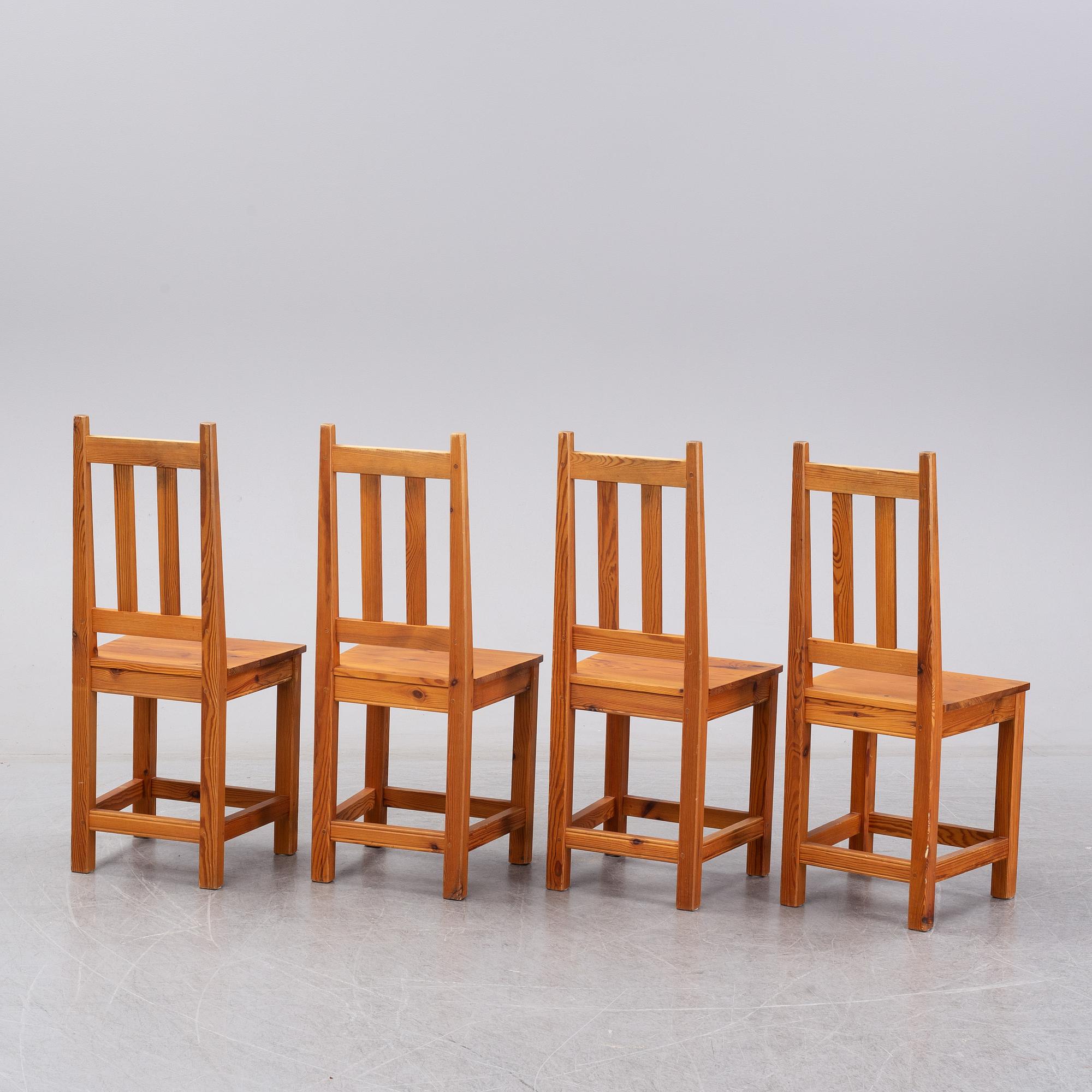 ROLAND WILHELMSSON, four pinewood chairs.