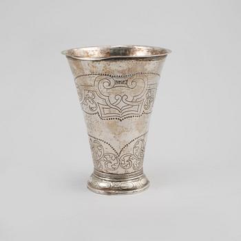 BÄGARE, silver, Petter Röding, Varberg, 1762, vikt 185 gram.