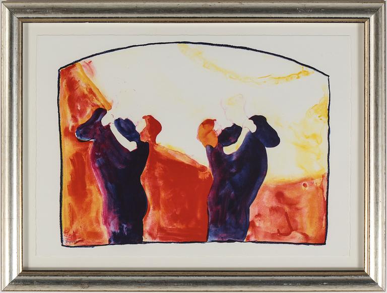 PETER DAHL, offsetlitografi, "Senare i danssalongen, signerad och numrerad 74/375.