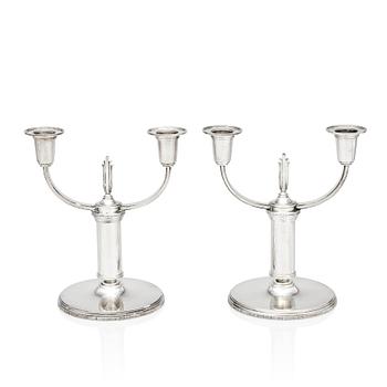 222. Atelier Borgila, a pair of sterling silver candelabra, Stockholm 1934.