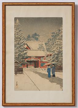 Kawase Bunjiro Hasui, Snow at Hie Shrine (Shato no yuki . Hie Jinja), Showa period, 20th century.