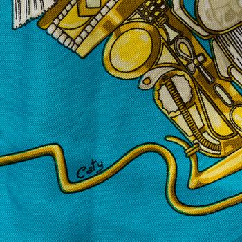 An "Egypte" Hermès silk scarf design Caty Latham.