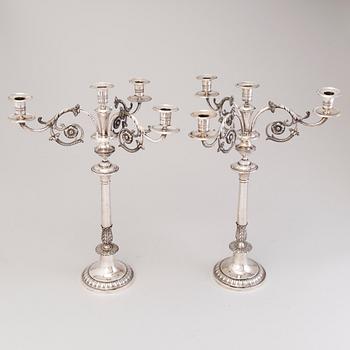 ANDERS LUNDQVIST, A pair of silver candelabra, Stockholm 1826.