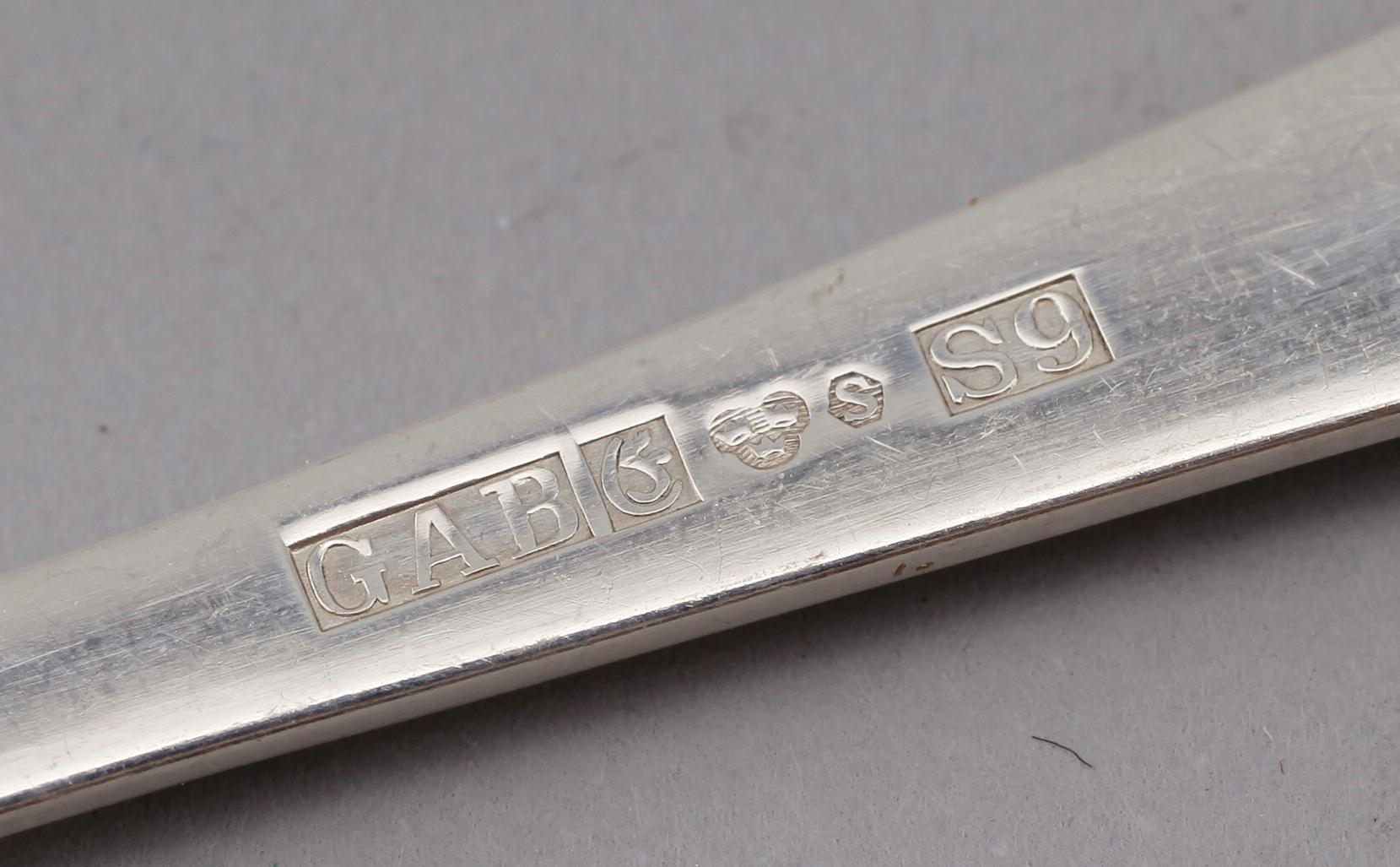 SMÖRGÅSBESTICK, 24 delar, silver, "Rosenholm", GAB, Stockholm 1960-tal. Vikt med stålblad ca 763 gram.