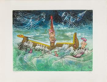 ROBERTO MATTA, etsning/akvatint, 10 st, "Hom'mere", signerade och numrerade 49/100. 1975.