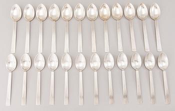 A 106 PIECE SILVER 'Bernadotte' cutlery set for George Jensen Denmark 1945-1977.