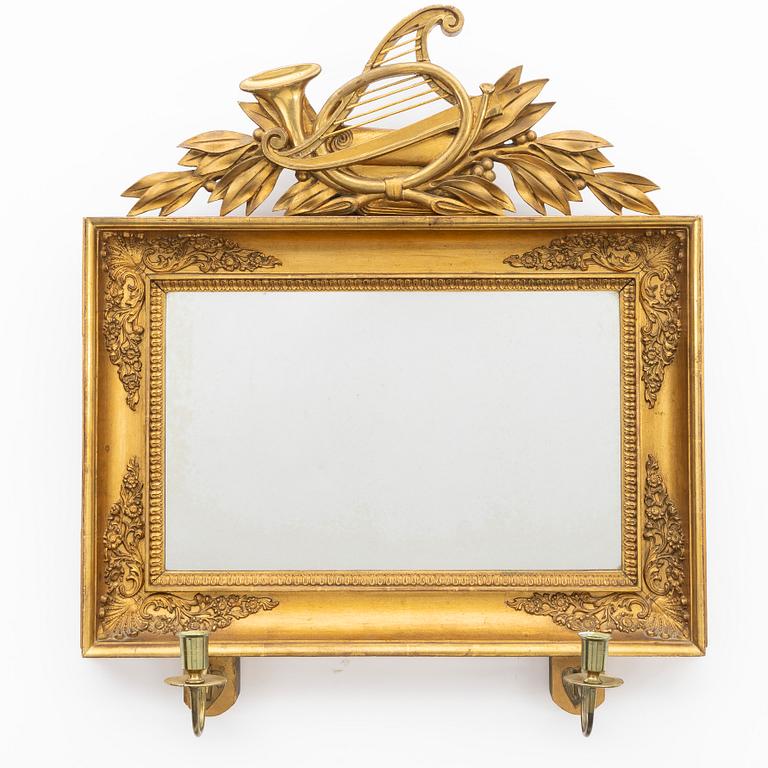 Petter Gustaf Bylander, a pair of late Empire mirror sconces, Gothenburg, mid-19th century.