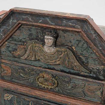 Hanging cupboard, so-called angel cupboard, folk art, painted dated 1819.