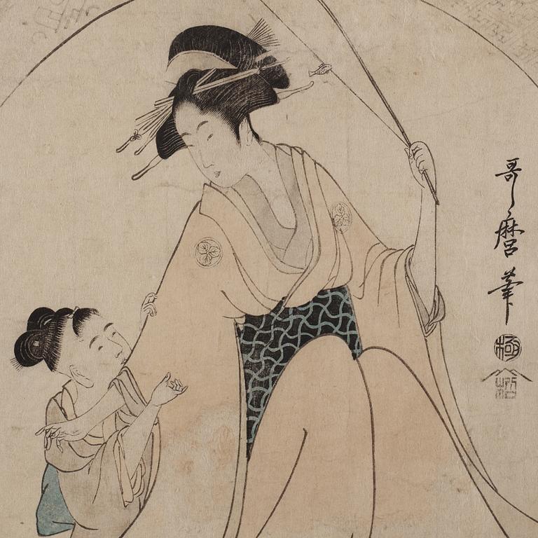 UTAMARO KITAGAWA (c.1753-1806), efter, färgträsnitt. Japan, 'Ebisu', 1800-tal.