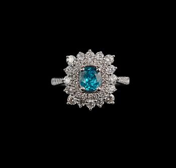 501. A RING, brilliant cut diamnonds c. 1.00 ct. zircon c. 1.2 ct. Weight 6,3 g.