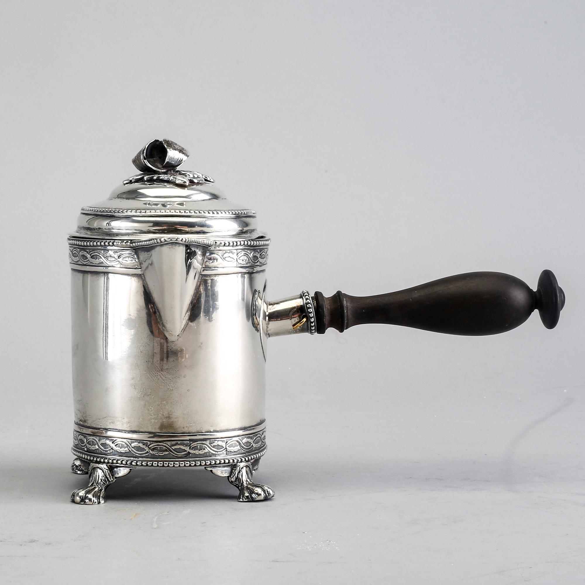 Peter Johan Zetterling chokladkanna silver Linköping 1793.