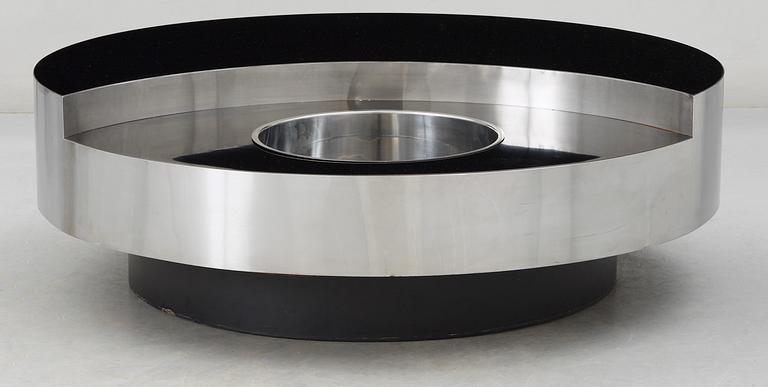 A Willy Rizzo revolving coffee table with bar, France, 1970s.
