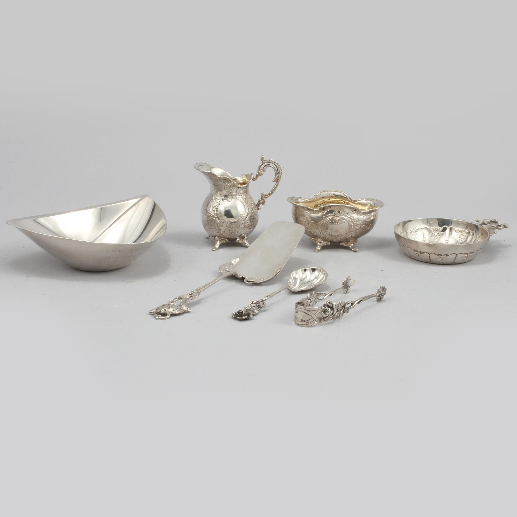 PARTI SILVER, 7 delar, 1900-tal, vikt 420 gram.