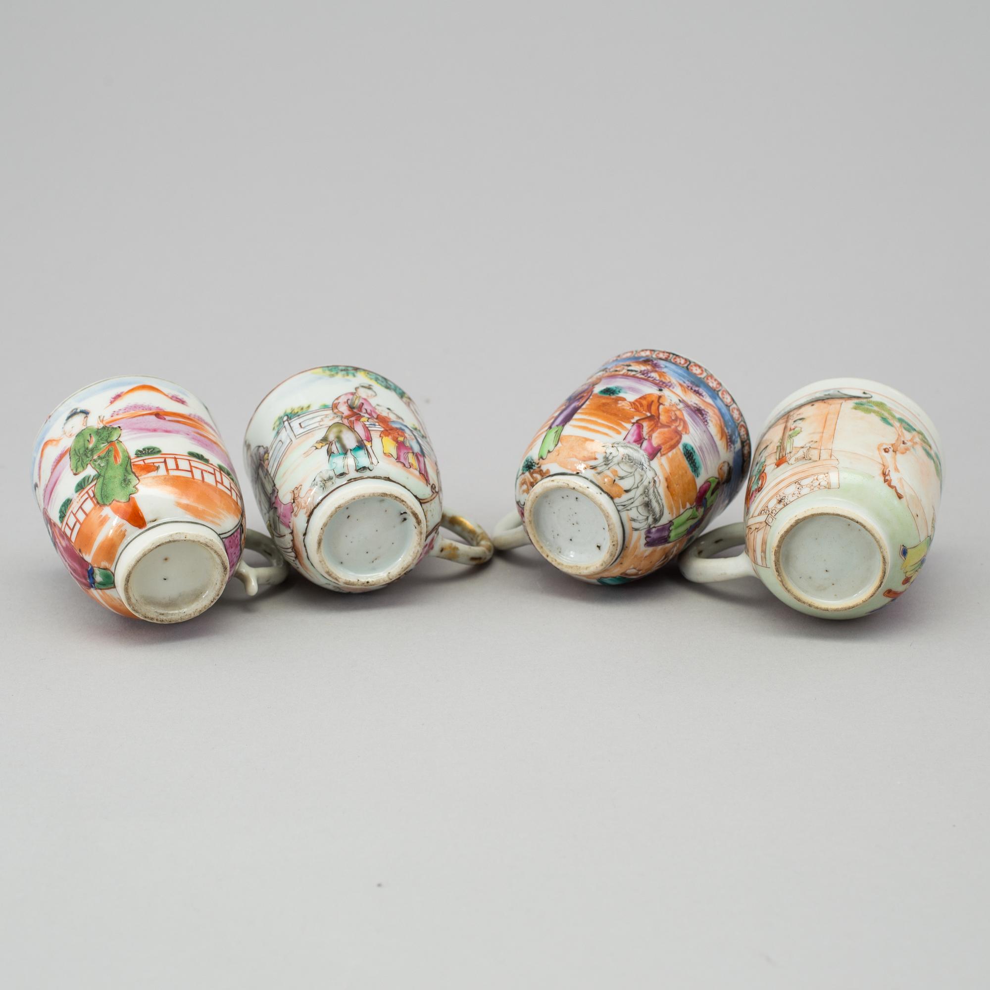 A group of various cups and saucers, Chinese and European, 18th-19th century.