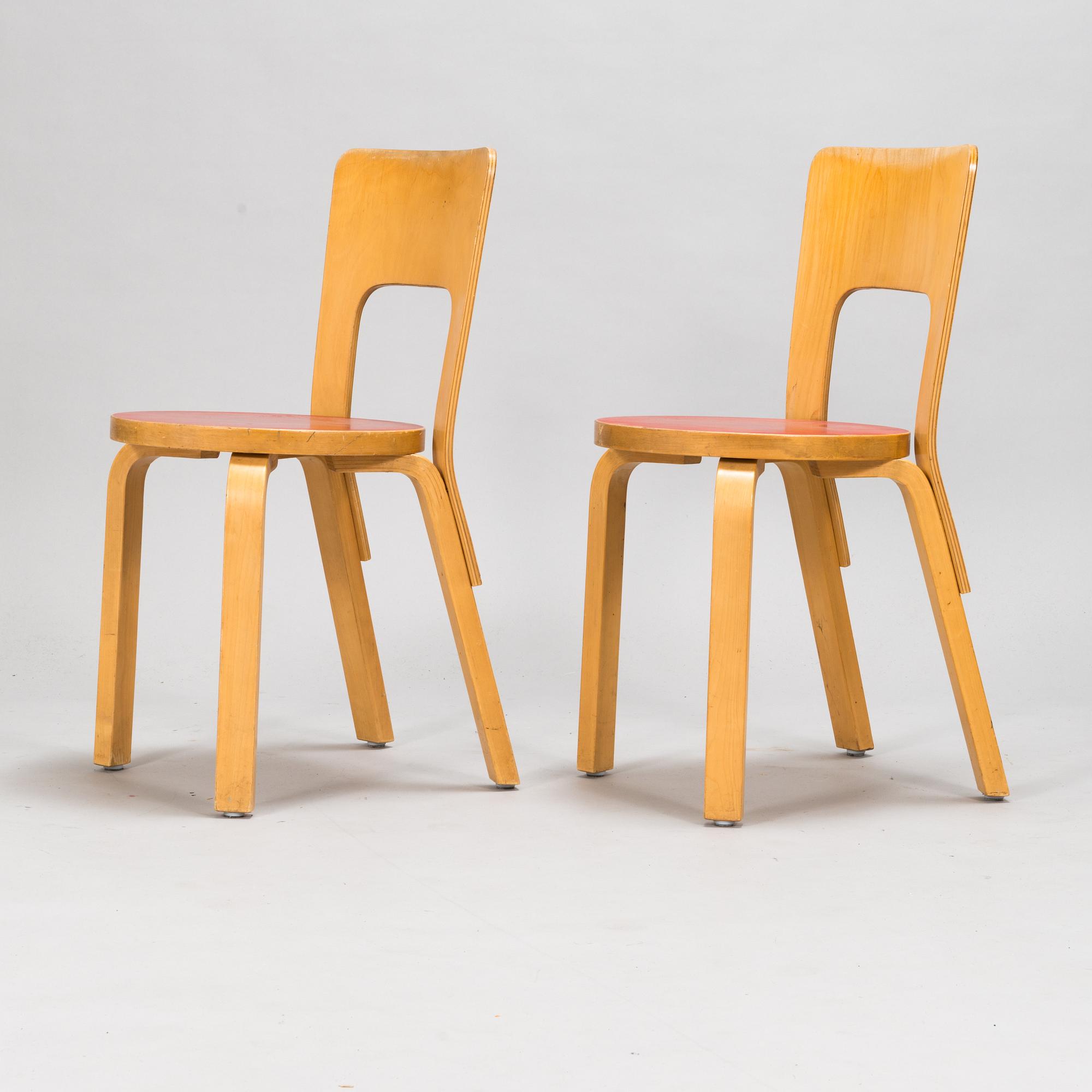 Alvar Aalto, two mid-20th century '66' chairs for Artek.