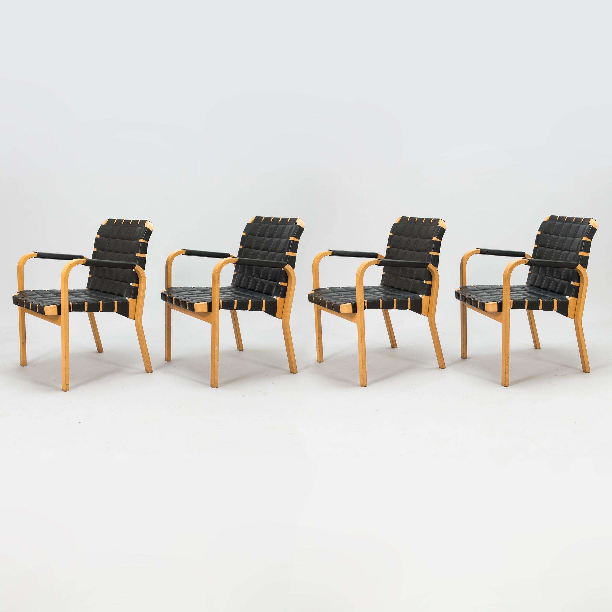 ALVAR AALTO, four late-20th-century '45' armchairs for Artek.