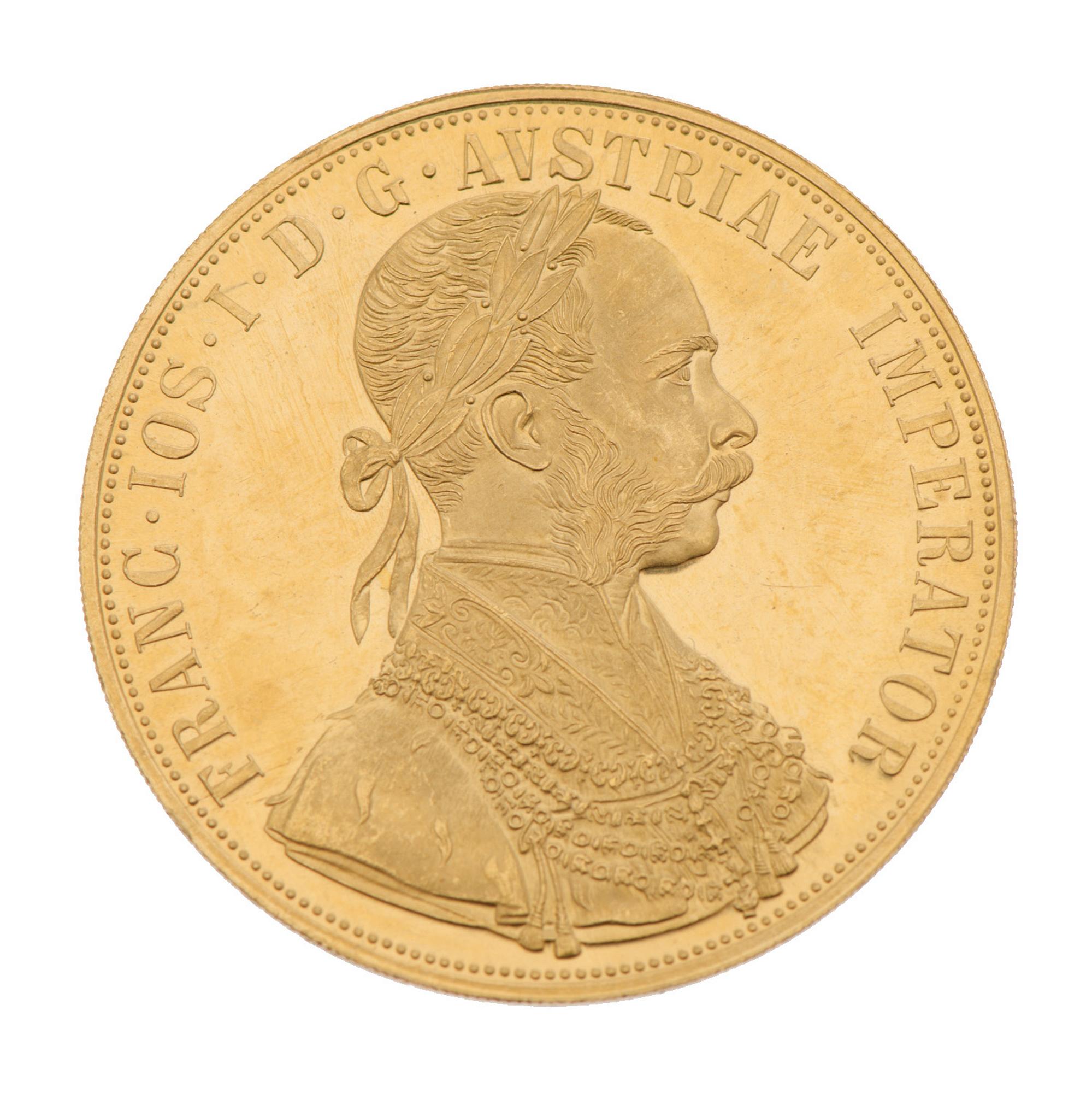 GOLDCOIN, 4 ducat, ca 23 k, FRANZ JOSEPH I 1915, Austria-Hungary. Weight ca 14 g.