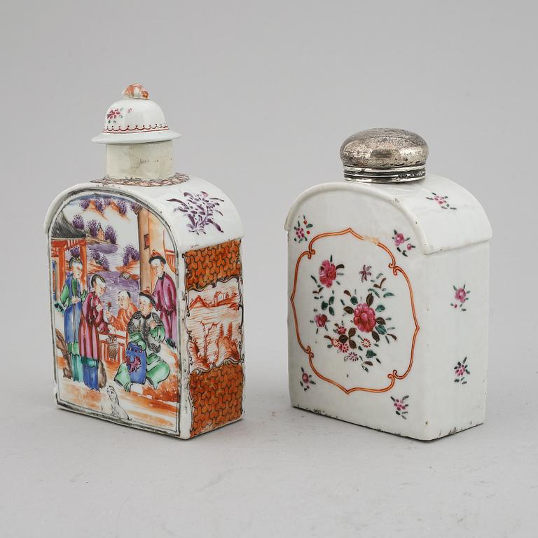 Two famille rose tea caddies, Qing dynasty, Qianlong (1736-95).