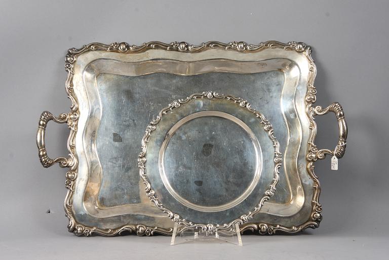 BRICKA SAMT FAT, silver, Peru. Importstämplar. Tot vikt 2450 gram.