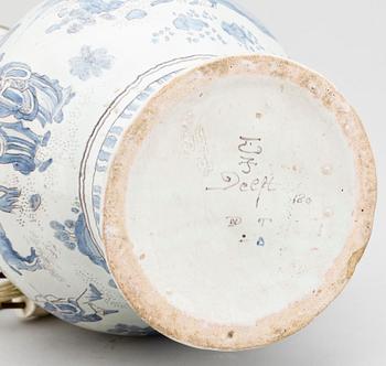 BORDSLAMPA/VAS, fajans, Delft, 1800/1900-tal.
