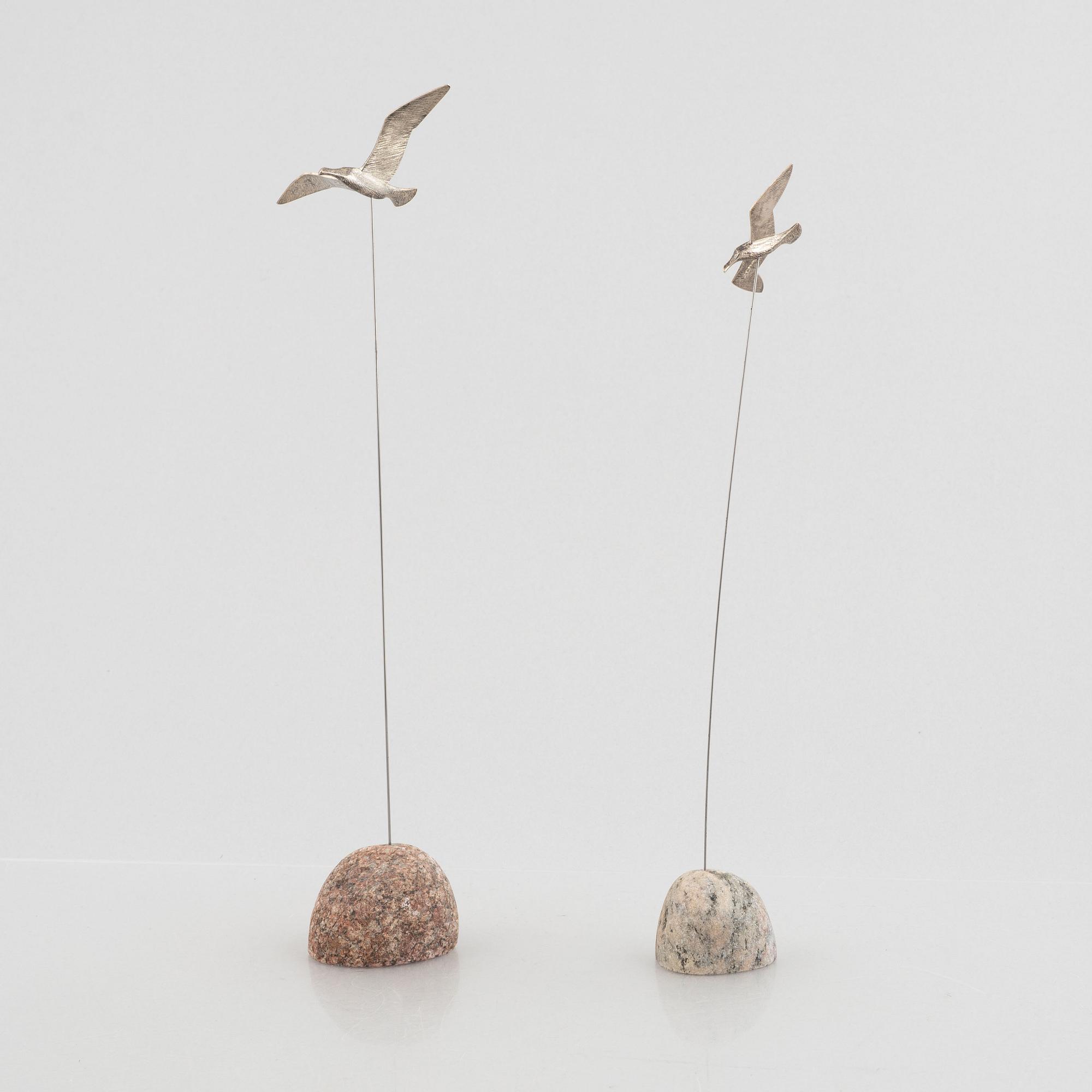 Rey Urban, two sterling silver birds, Stockholm 1995-2007.