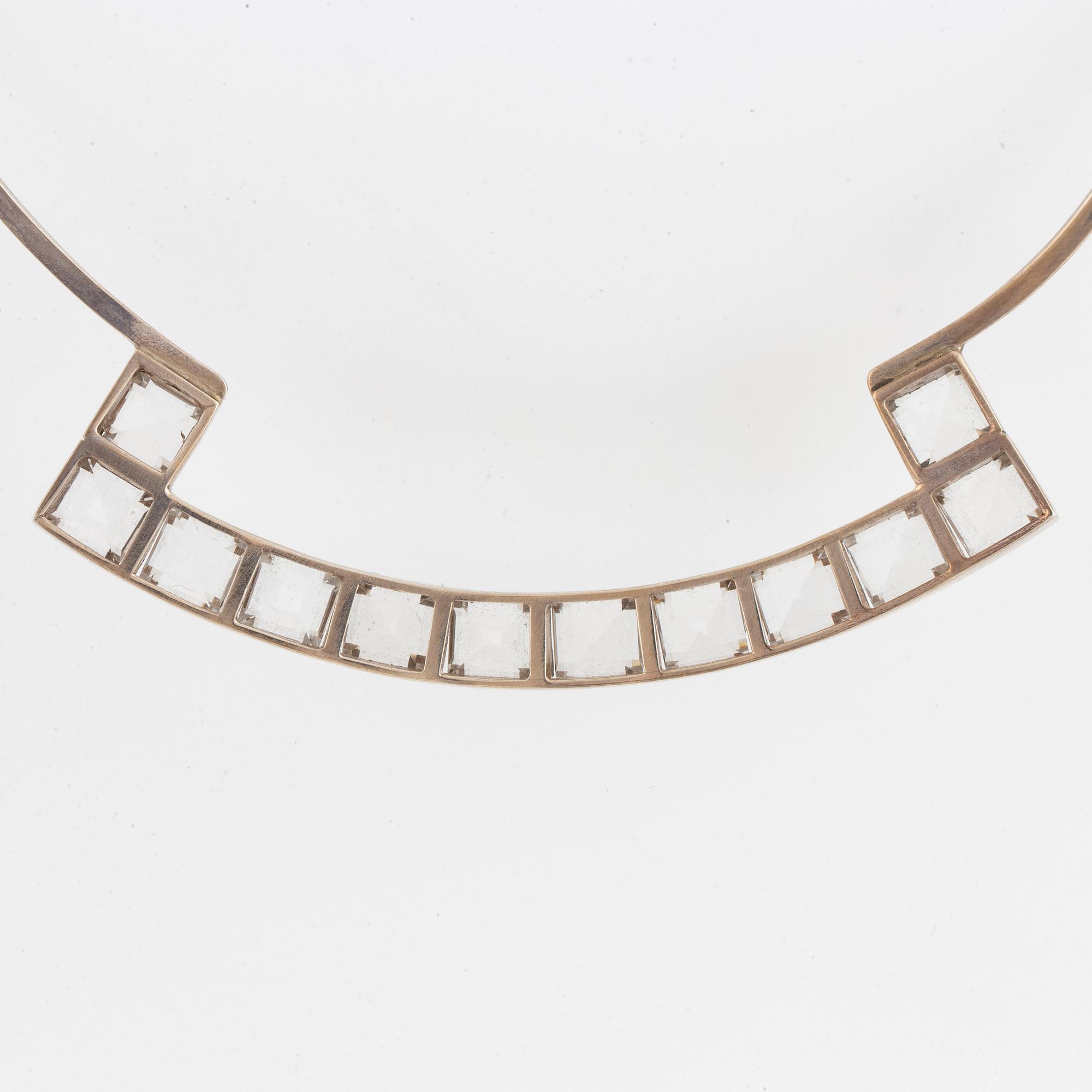 Silver and rock crystal necklace, R Lantz 1966.