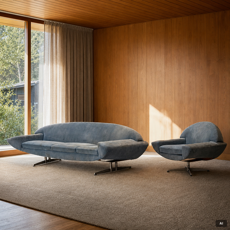 Johannes Andersen, a 'Capri' sofa and armchair, Trensum, 1960's.