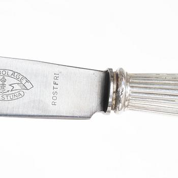 Matknivar, 6 st, silver, modell "Empire", GAB, Stockholm 1924.