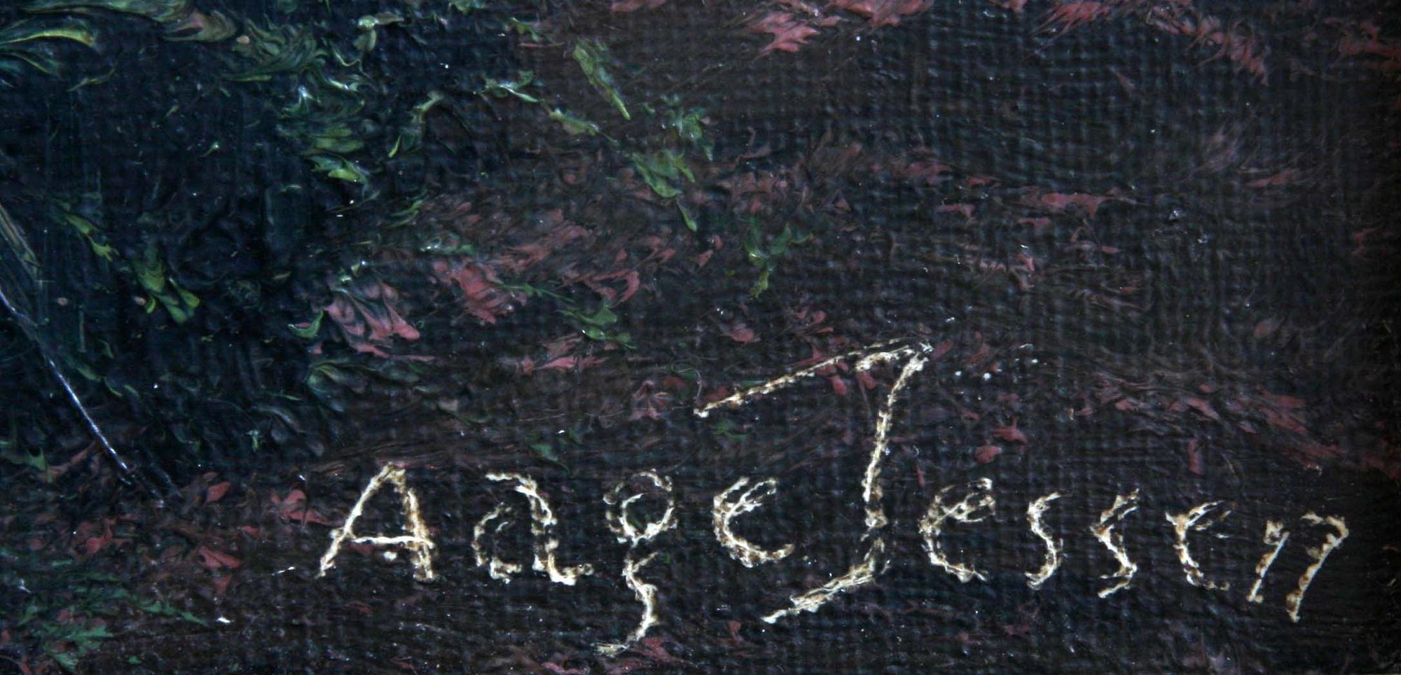 AAGE JESSEN och KARL LUNDBORG, olja på duk resp tuschlavering, sign.