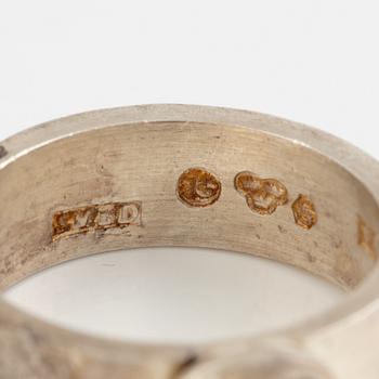 Lars Arby, six rings, silver, Gothenburg approx. 1966 and 1976.