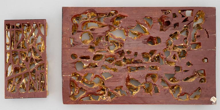 Two wooden reliefs, Late Qing dynasty and 20th century.