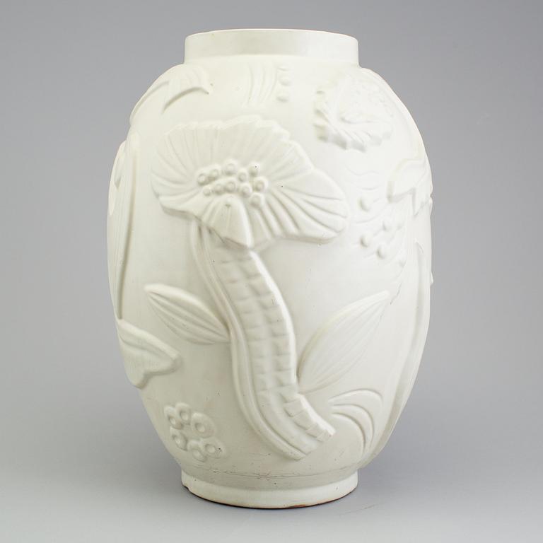 An earthenware floor vase designed by Anna - Lisa Thomson for Uppsala Ekeby, 1940's.