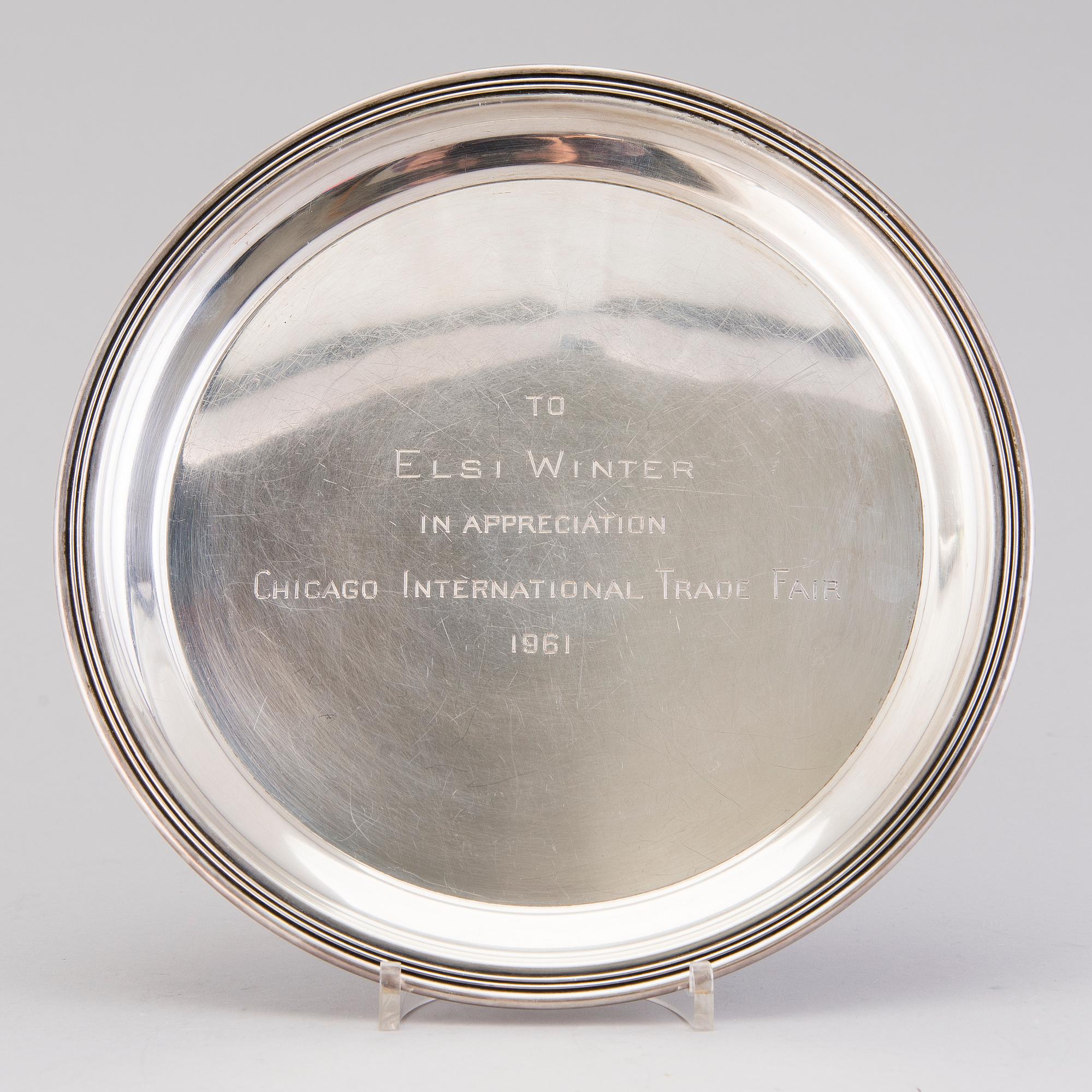 PLATE, silver, America, Gorham sterling middle of the 20th century.