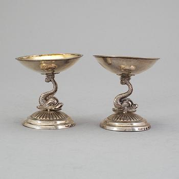 A pair of Swedish 19th century parcel-gilt salts, mark of Carl Magnus Ryberg, Stockholm 1815.