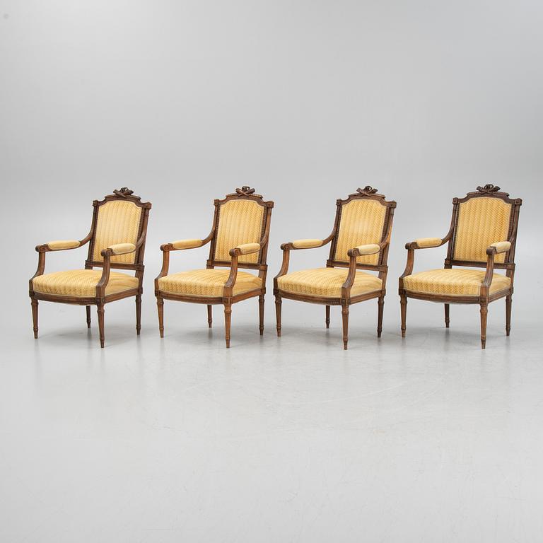 Four Louis XVI style armchairs first part of the 20th Century.