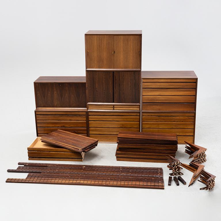 Poul Cadovius, a rose wood veneered 'Royal System' shelving system, Danmark, 1960s/70s.