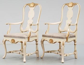 MATSALSGRUPP, 18 delar, rokokostil, Lysberg  och Hansen A/S, Kgl. Hofleverandör Palaegade Köbenhavn,1900-tal.