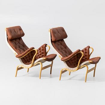 Bruno Mathsson, Armchairs, a pair, "Pernilla", DUX, second half of the 20th century.