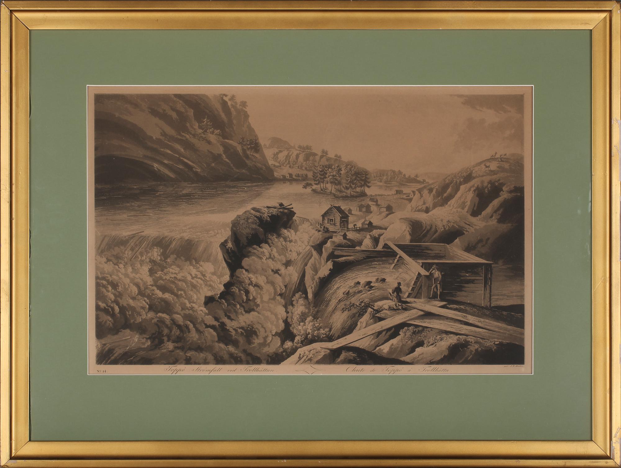 JOHAN FREDRIK MARTIN, 2 st, efter, etsningar, 1800-tal.