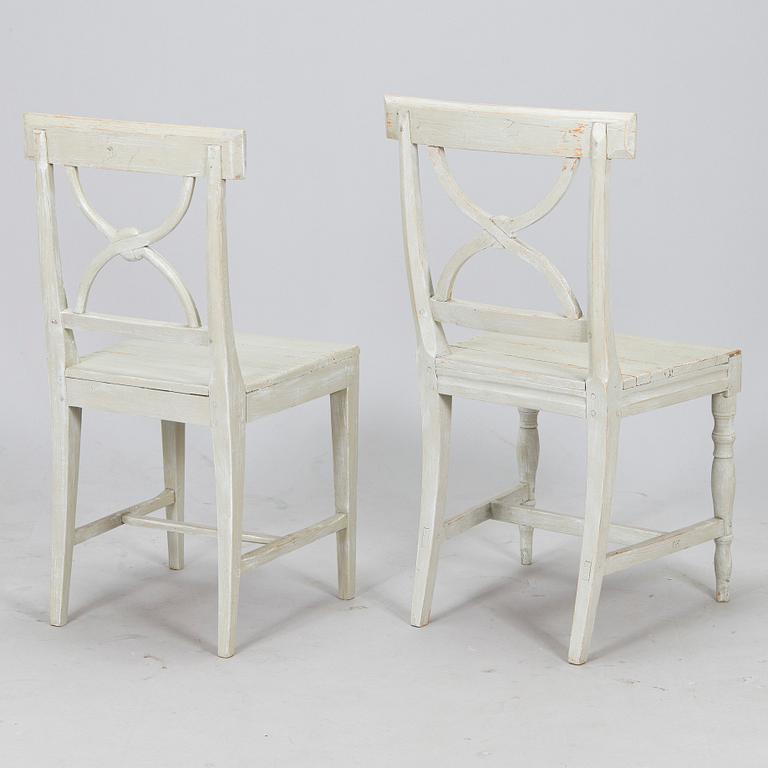 Two similar late gustavian chairs, early 19th century.