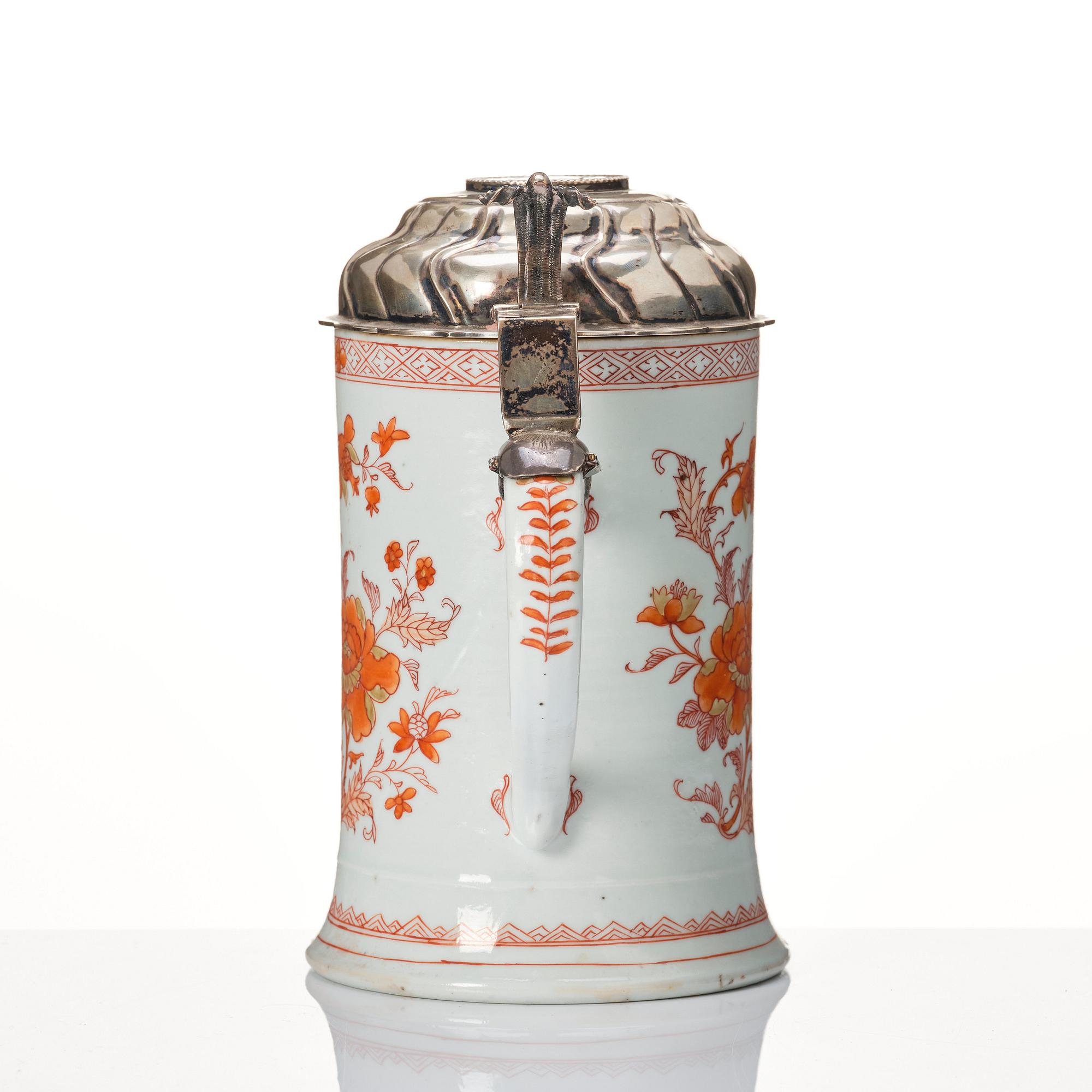 A silver mounted tankard, Qing dynasty, Kangxi (1662-1722).