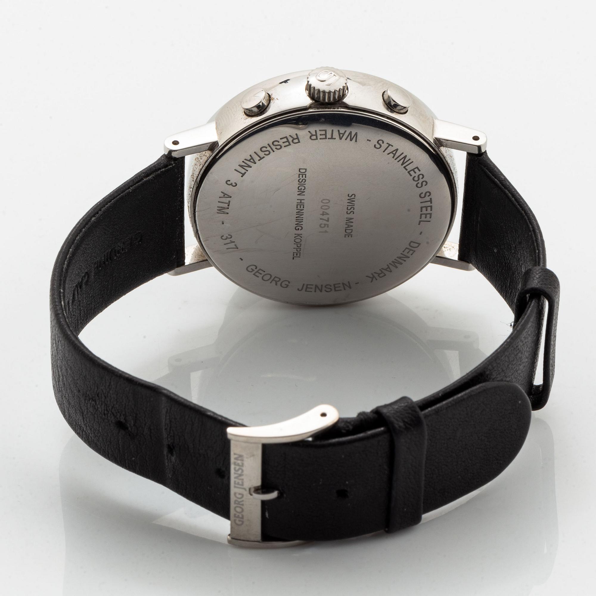 Henning Koppel, armbandsur, Georg Jensen, wristwatch, chronograph, 37 mm.