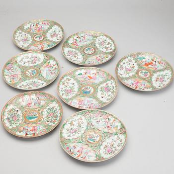 A set of seven Chinese Kanton porcelain plates.