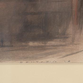 David Deutsch, mixed media on paper, signed.