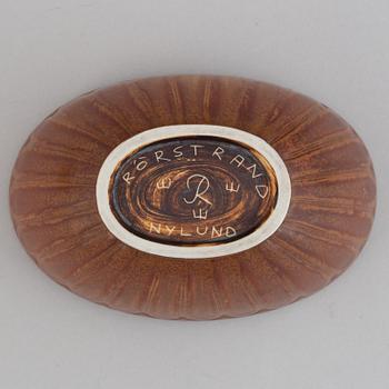 Gunnar Nylund, a set of two stoneware lidded bowls and a bowl, Rörstrand 1940's.