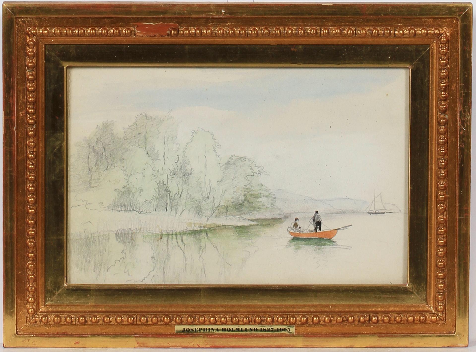 JOSEFINA HOLMLUND, blyerts och akvarell, 4 st, intygade a tergo.