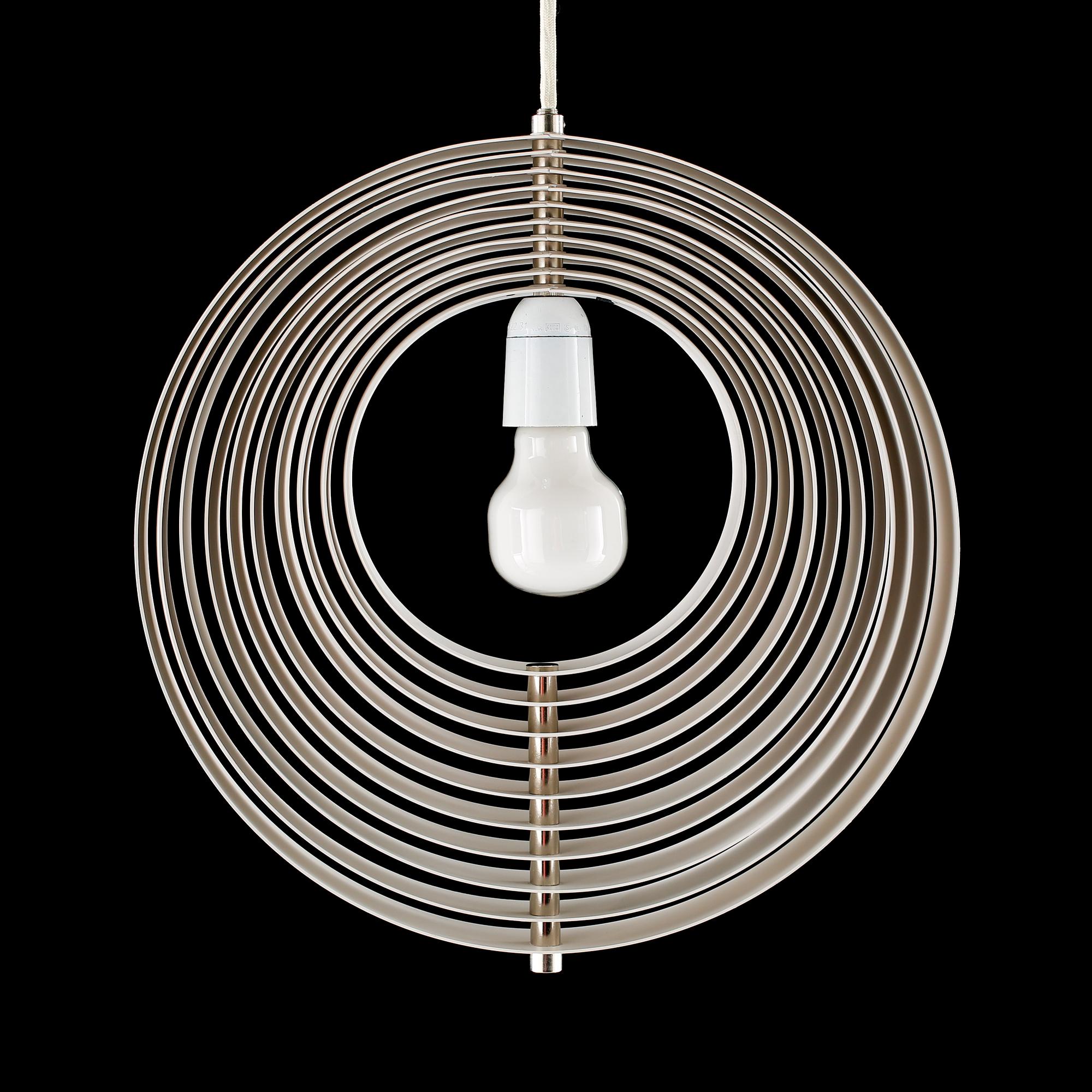 TAKLAMPA, "Moon Lamp", Verner Panton för Louis Poulsen, 1900-talets andra hälft. Höjd 37 cm.